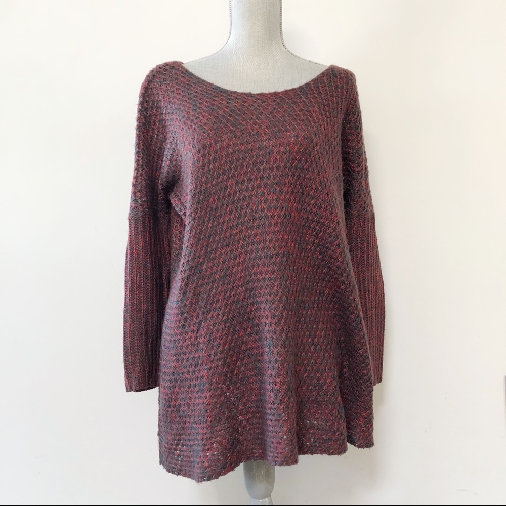 Black Swan knit sweater tunic length multicolored yarn relaxed fit long